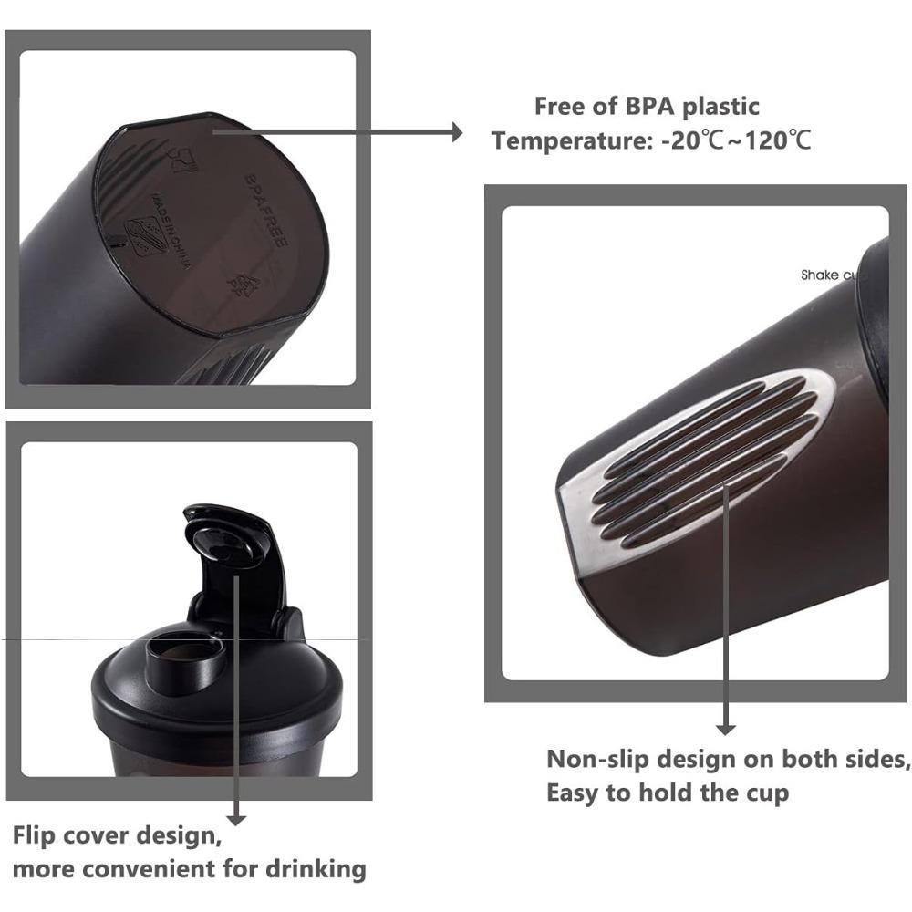 14 Oz Shaker Cup, Leak Proof Design, with Stainless Steel Mixing Ball for Fast Mixing, BPA Free, Suitable for Fitness and Sports