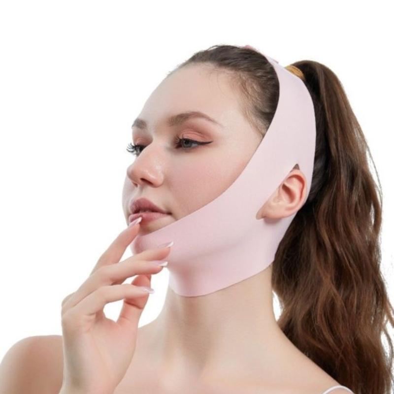 

V-Shaped Mask Bandage Sleeping Anti Snoring Chin Strap Skin-Friendly Facial Muscles Lifting Strap for Woman Sleep&Daily Wear розовый