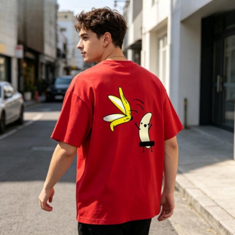 Cute Funny Banana Graphic Unisexs Cotton Crew Neck Tee Standard Regular Fit Novelty Fruit Soft Daily Unisexs Top