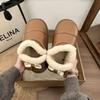 Women's leather waterproof lightweight height-enhancing thick sole winter warm fur one snow boots plush lined non-slip casual sports cotton boots