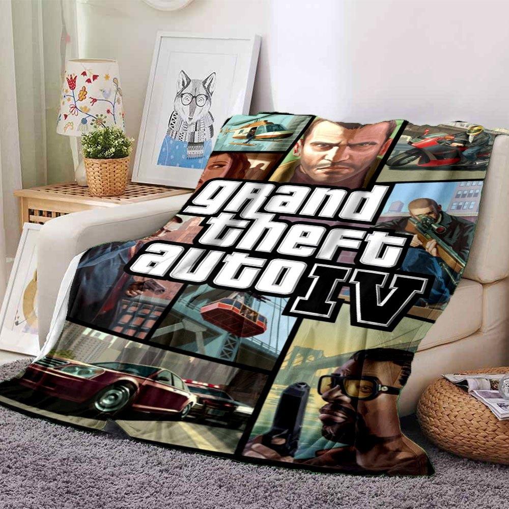 1pc Grand Theft Auto Soft Flannel Blanket with Designer Print A cozy blanket for all seasons, perfect for the couch, bed, office