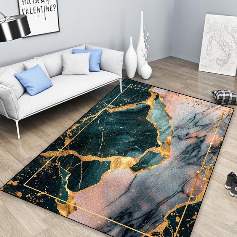 Luxuriöser Marmorteppich zur Wohnzimmerdekoration Sofatisch Große Flächenteppiche Schlafzimmer Flur Balkon Bodenmatte Rutschfeste Fußmatte