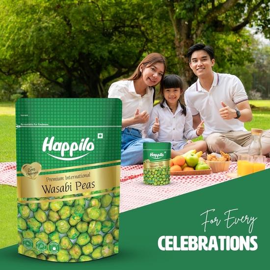 Happilo Premium International Wasabi Peas 160g, Versatile Snack, Crunchy Texture and Zesty Flavor, Nutrient Rich