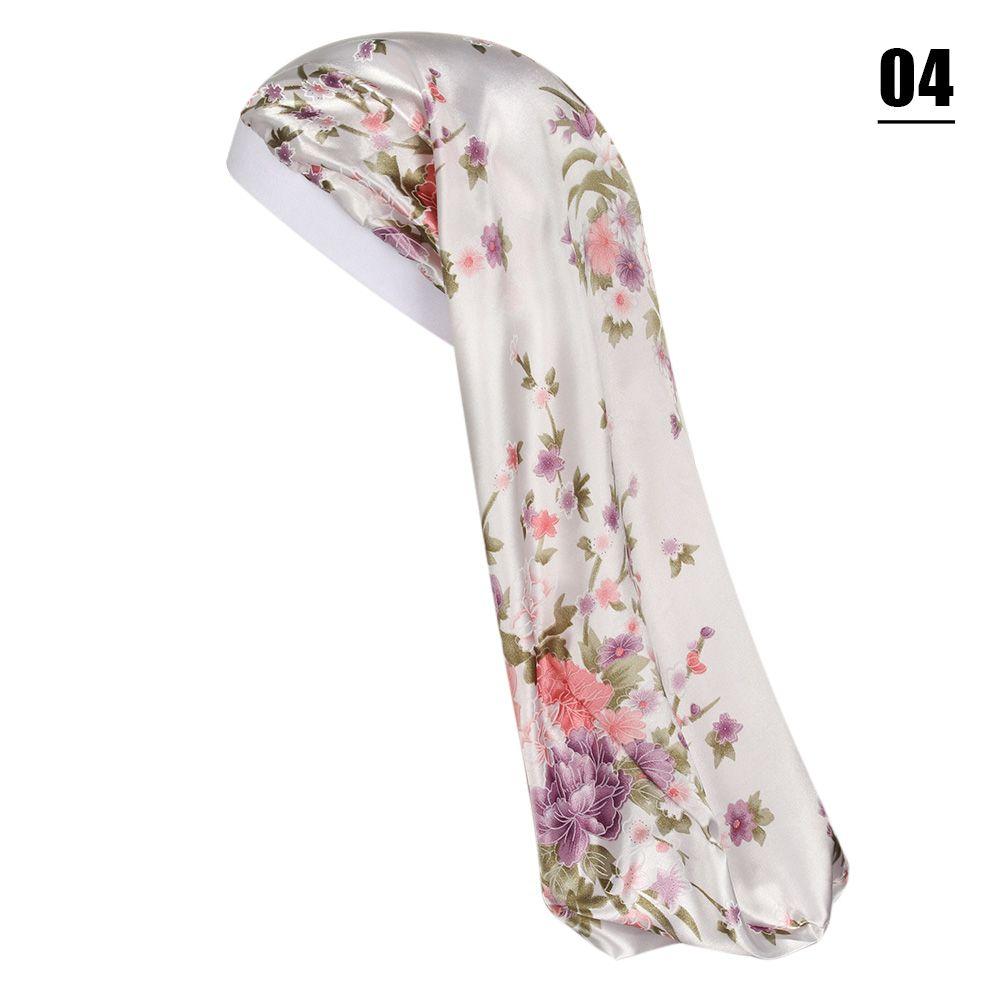 Fashion Hair Care Bonnet Long Satin Hair Band Nightcap Curly Cap Sleep Hats Chemo Cap