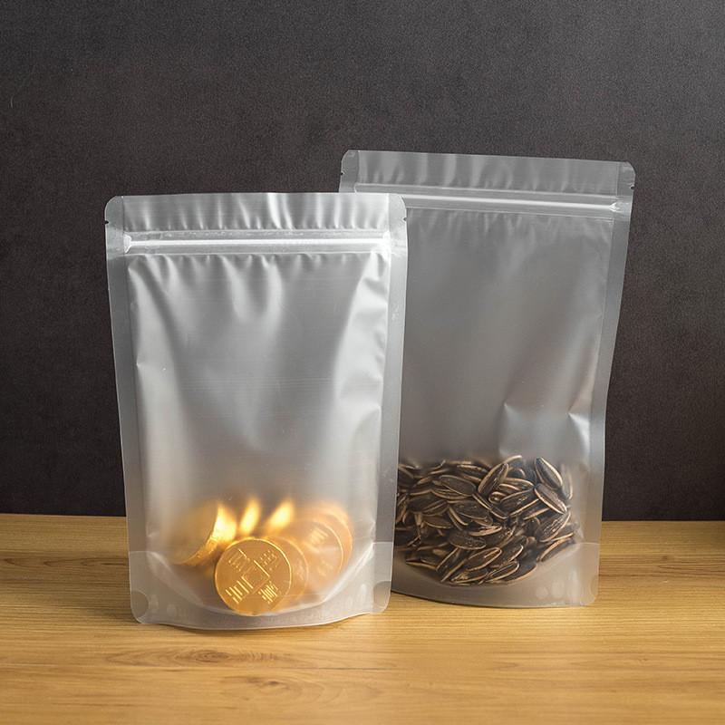 50Pcs Frosted Translucent Ziplock Kitchen Storage Bags Candy Food Dried Sealed Packaging Plastic Stand Up Pouch