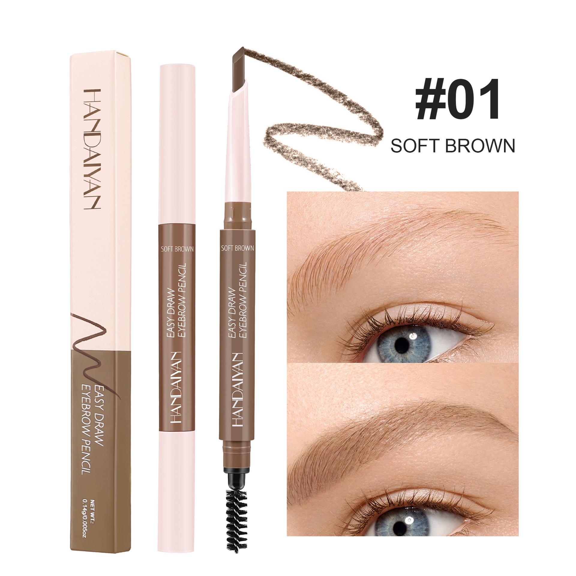 Double Eyebrow Pencil Machete Very Fine Waterproof and Three-dimensional Shading with Spiral Eyebrow Brush Eyebrow Pencil 0.14g