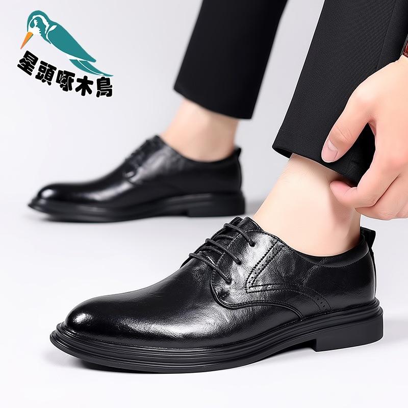 Wenzhou Leather Shoes Men's 2025 Spring New Business Hand-scratched Men's Leather Shoes British Style