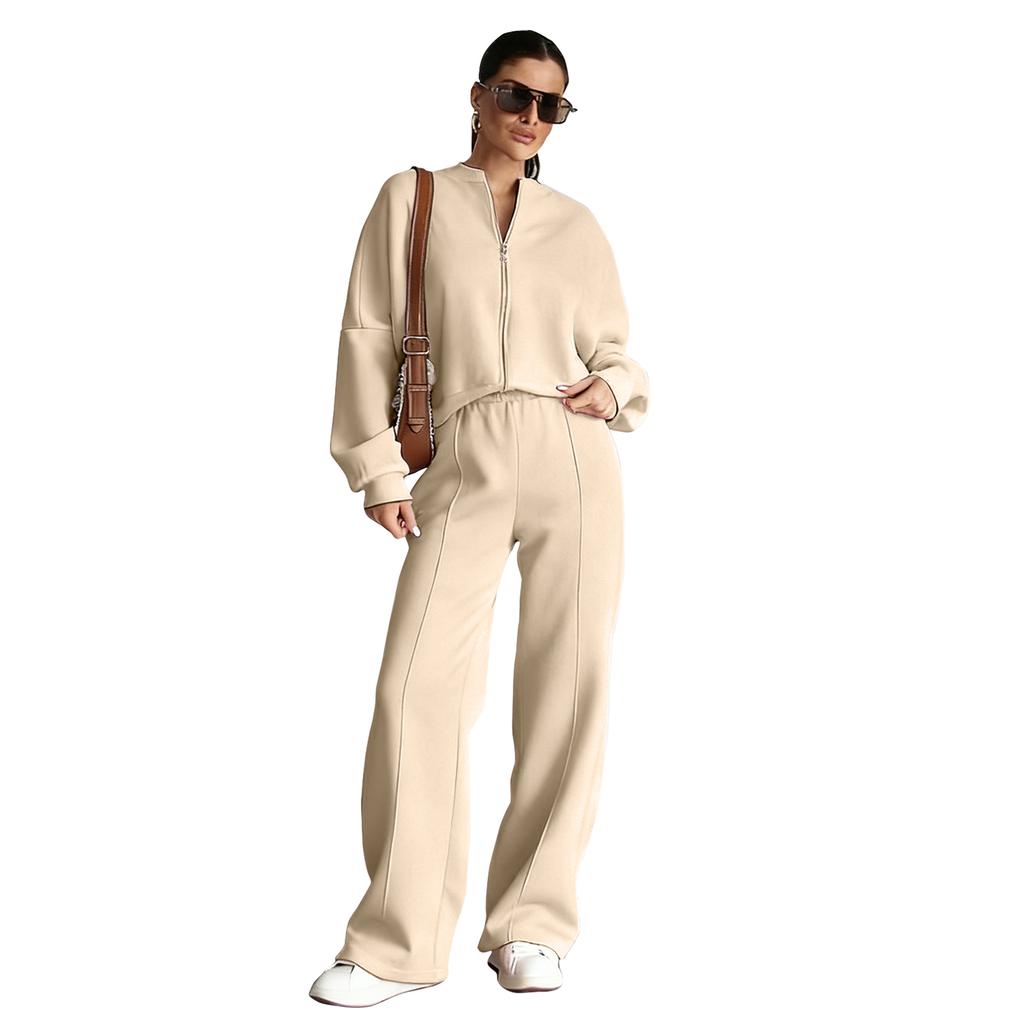 Women's Fashion Street Long,Sleeved Jacket And Pants Two,Piece Set