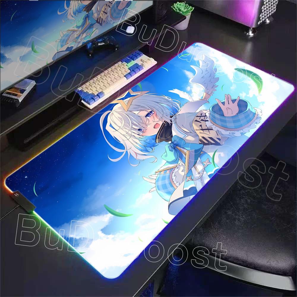 

RGB Glowing HD Anime Mousepad Pretty Abime Girl Mouse Pad Hololive Amane Kanata Desk Mat Computer PC Cabinet Kawaii Keyboard Pad RGB600x300x3mm