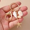 Seashell Keychain, Beach Keychain, Seashell Bag Charm, Cute Starfish Seashells Conch Keyring, For Teens Adults Beach Key Ring