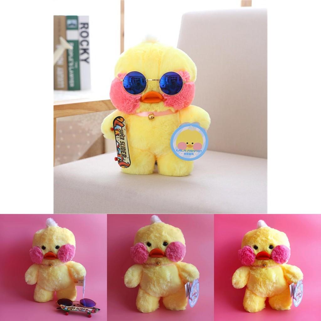 Plush Unique Littlecucu Toy Charming Yellow Duck Doll With Skateboard And Glasses