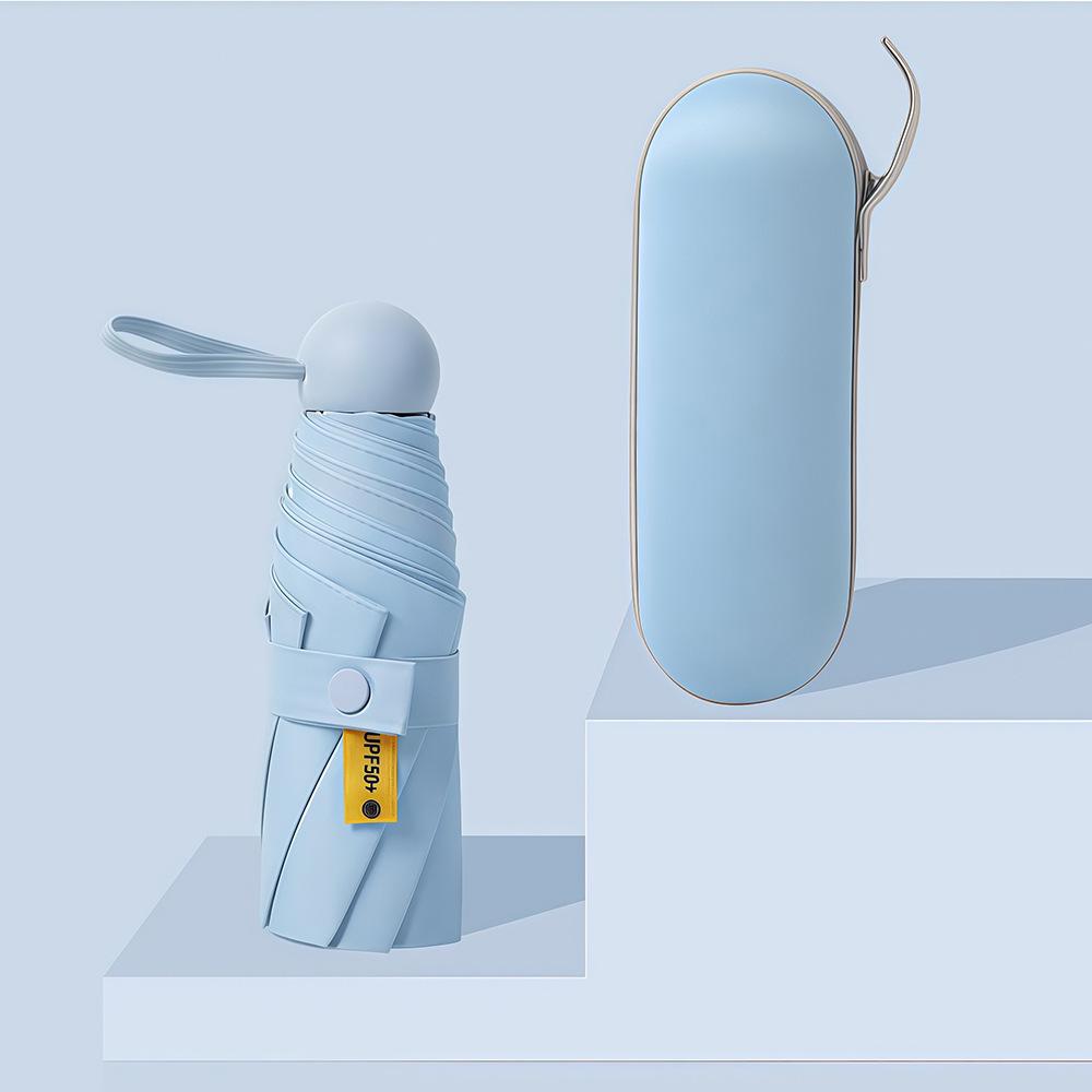 Compact Capsule Sun and Rain Umbrella: Thickened, UV-Protected, Dual-Use, Folding Black Glue Design