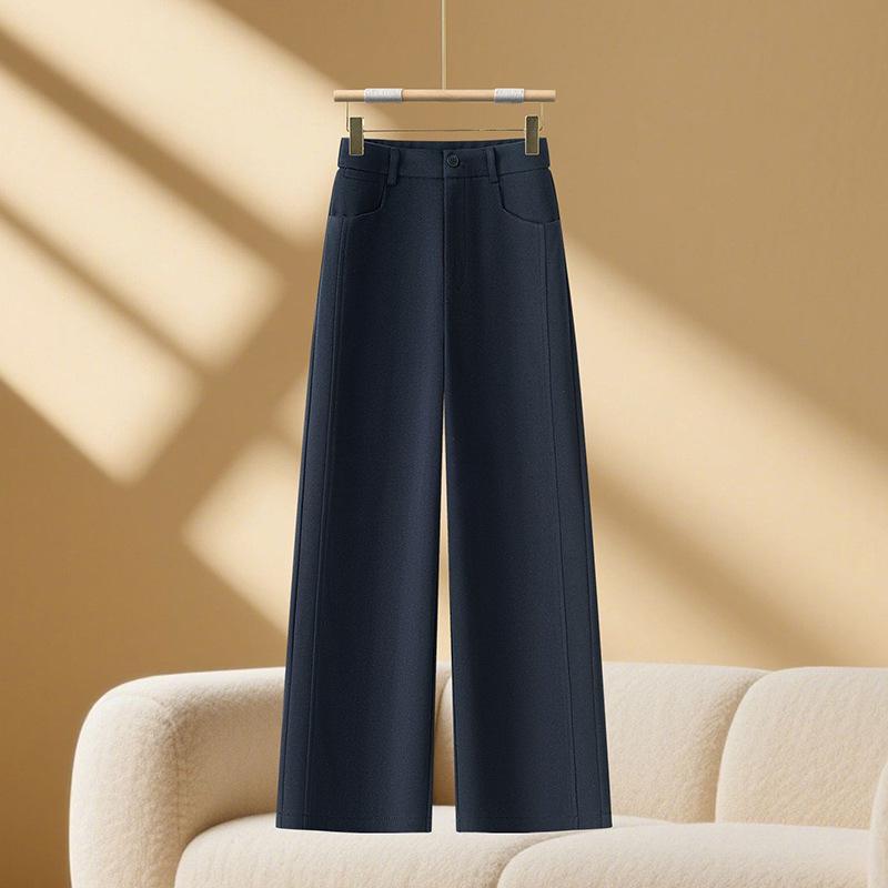 Women's High-Waist Slimming Woolen Wide-Leg Pants - Autumn/Winter 2025 Collection