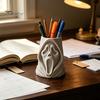 Holiday Gift for Kids Halloween Ghost Face Candy Bucket, 3D Printed Trick or Treat Snack Holder, Creative Pen Holder Spooky Screaming Desktop