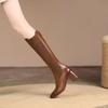Fashion New Retro Brown Plush High Barrel Boots with Thick Heels and Elastic Leg Slimming Boots for Women