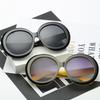 Vintage Big Round Sunglasses Women Brown Gradient Oversized Sun Glasses Female Fashion Luxury Brand Designer Mirror Clear Shades
