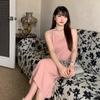 U Neck Sleeveless Vest Dress Women's Spring and Summer Plus Size Multicoloured Halter Dress