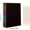 50pcs 5pcs Scratch Rainbow Art Paper Kit with Bamboo Pens and Wooden Sticks - Perfect for Birthday Parties and Holidays, Amazing Gift Idea