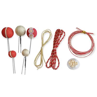 Japanese Hair Ball Red Gold Graduation Furisode Clothing, Ornament, Kanzashi, Gold, Mizuhiki, Leaf, Braid, Coming-of-age Ceremony, Ceremony, Wedding,