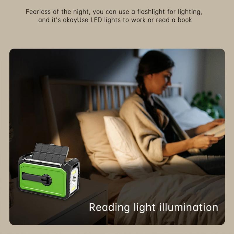 Utendørs Overlevelse Værradio AM/FM/WB NOAA Solcelle Håndsveiv Oppladbar Powerbank Bluetooth-kompatibel Høyttaler SOS-alarm