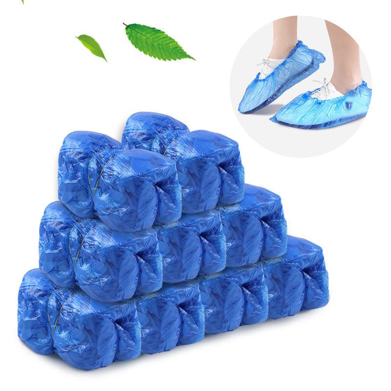 100-Pack Thickened PE Waterproof Disposable Shoe Covers for Indoor & Rainy Day Protection