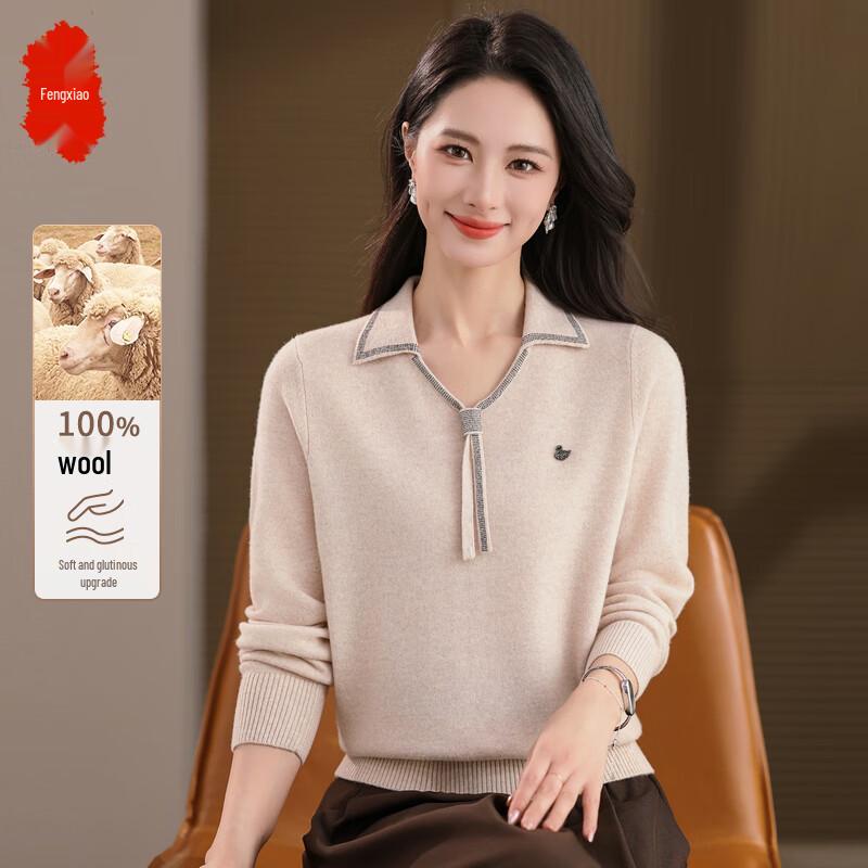 

Women s Autumn/Winter Pure Wool Turn-Down Collar Pullover Sweater 3XL