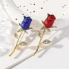 Creative Beautiful Rhinestone Rose Flower Brooches For Women Lady Elegant Flower Pin Summer Wedding Party Valentine'S Day Gift