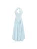 French Socialite Summer Halterneck Deep V-Neck Pleated Dress