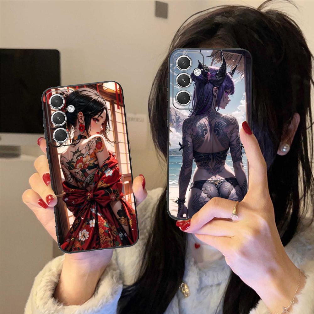 Fashion Tattoo Girl Mobile Phone Case for Samsung Galaxy S26 S25 S24 S23 S22 S21 S20 Note20 Plus FE Ultra Colorful Cover Cover