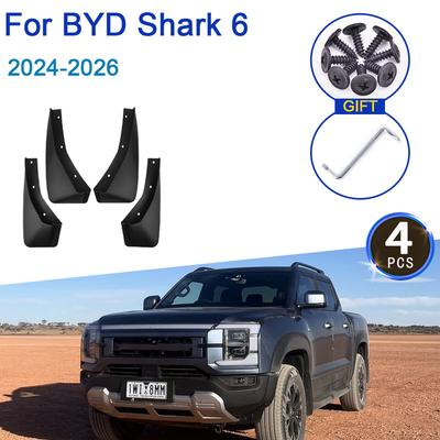 4PCS For BYD Shark 6 Bodykit 2024 2025 2026 Auto Fenders Mudflaps MudGuards Mud Splash Guards Mud Flap Modification Accessories