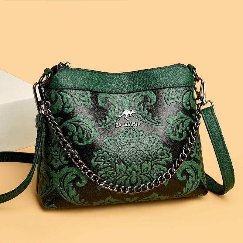 Fashion Embossed Chain Bag - Women's Single Shoulder Bag - Casual Crossbody Bag