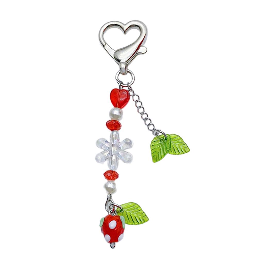 Fashion Strawberry Tassels Phone Charm Straps Car Keys Hanging Pendants Y2K Bag Decoration Lanyard Purse Accessories