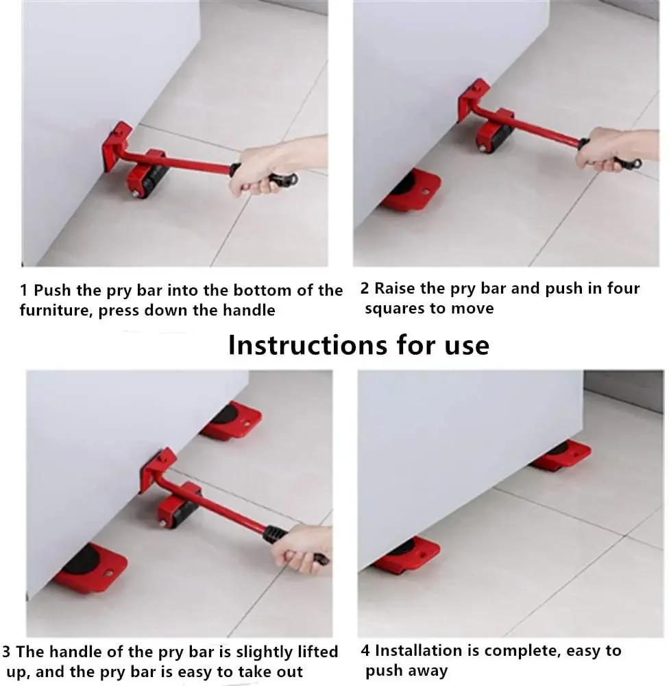 1Set Heavy Furniture Lift Furniture Mobile Transport Roller Set Heavy Furniture Lift Caster Tool Mobile Furniture Assistant