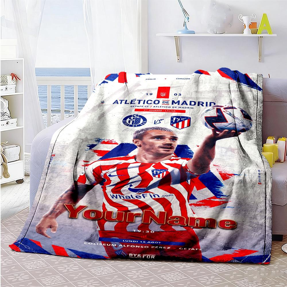 Atletico Madrid Customize Your Name Blanket Multi-purpose Personalized Blanket Durable Comfort Perfect for Home Decor Picnics Office Chair Office