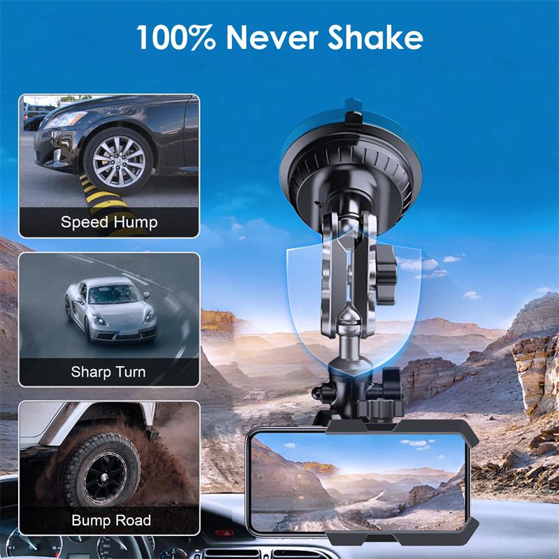 Cell Phone Mount 360° Rotation Car Phone Mount Strong Suction Cell Phone Holder Adjustable For Dashboard Windshield Vent