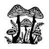 Mushroom Metal Wall Art Decoration Plant Iron Craft Silhouette Black for Home Hotel