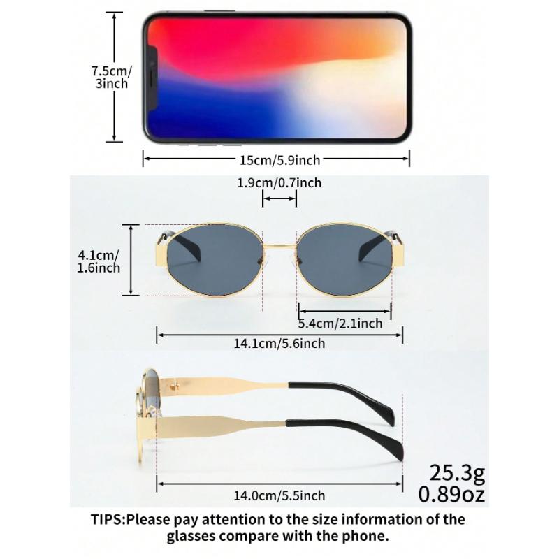 Oval Stylish Metal Frame Vintage Eyeglasses For Women, Fashion Accessory For Summer Beach Vacation,Outdoor,Travel