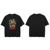 Hip Hop Faded Black TShirt Streetwear Funny Cat Monster Attack Graphic T Shirt Printed Men Tshirt Cotton Tops Tee Japanese