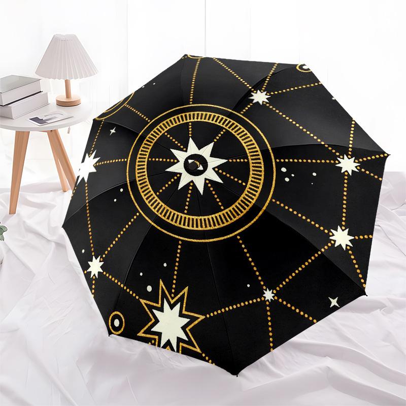 1pc Cosmic Pattern Starry Sky Automatic Folding Umbrella, Heavy Duty 8 Rib Iron Frame,  Suitable for Travel, Daily Use, Birthday, Decor Gift m0105107