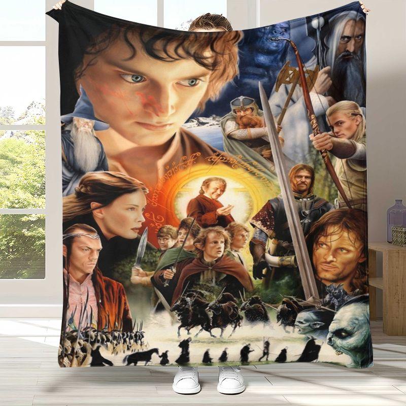Retro L-Lord of The Rings H-Hobbit Flannel Blanket,Ultra Soft Warm Plush Throw for Home Bedroom Bed Sofa Cover Office Picnic