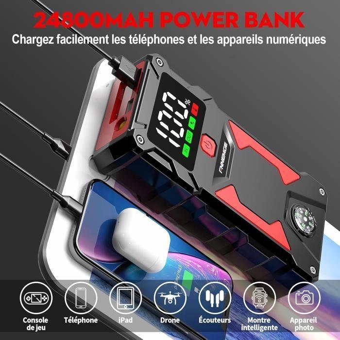 Démarreur de voiture - FNNEMGE - 5000A - 24800mAh - Universel