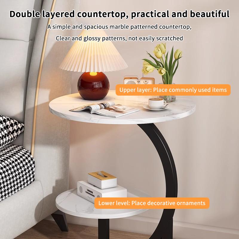 Cloud-Shaped 2-Tier Bedside Table Compact Small Coffee Table For Bedroom Living Room