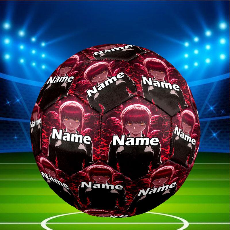 Custom Name Personalized Makima Chainsaw Man Print Size 5 Soccer Ball Training & Match Football, for Team, Kicking, Gift for Football Enthusiasts