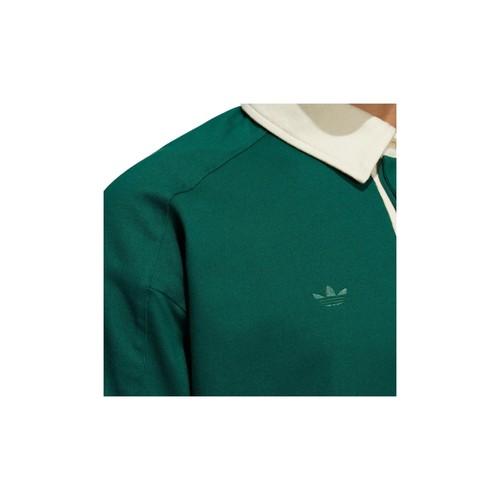 adidas Originals Casual Zip-Up Long-Sleeve Polo Shirt Men’s Dark Green