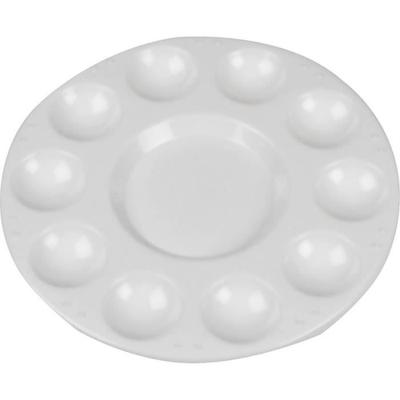 Paint Palette - 17 Cm - 10 Pcs - Round Plastic Palettes - 11 Compartments
