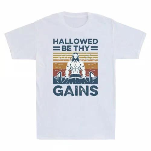 Fitness Jesus Hallowed Be Thy Gains Funny Gym & Workout Gift Vintage Men T-Shirt M