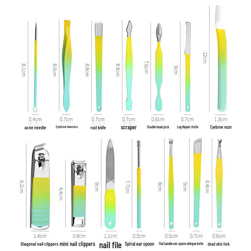 Gradient Yellow Nail Clipper Set - Professional Manicure Tools for Home and Salon