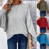 Fall Winter Plus Size Women's Solid Color Casual Comfy Unique Lantern Sleeve Top
