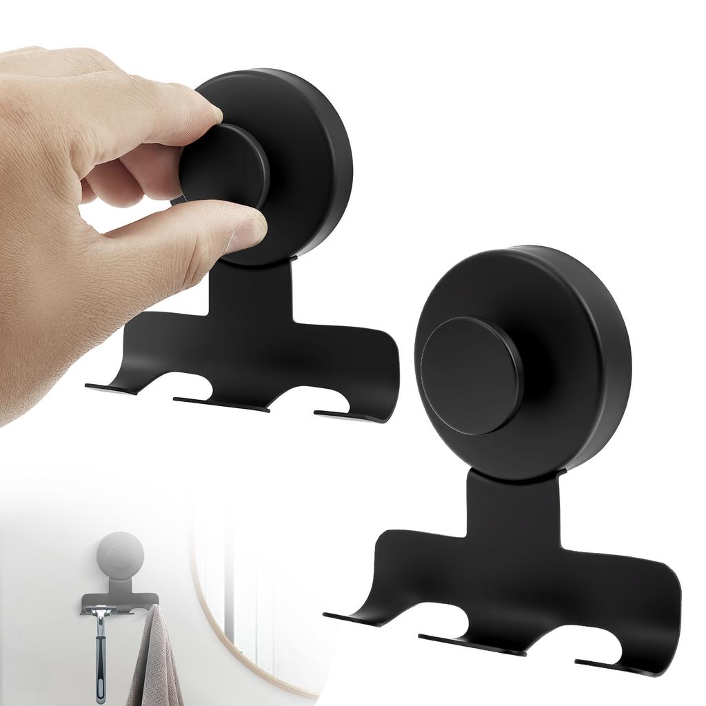 2Pcs Stainless Steel Suction Cup Shaver Holder Washroom Wall Mounted No Drilling Detachable Bathroom Shaver Hook Organizer