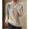 Dame 2025 Høst/Vinter Vintage Ensfarget Strikket Jacquard Pullover Genser